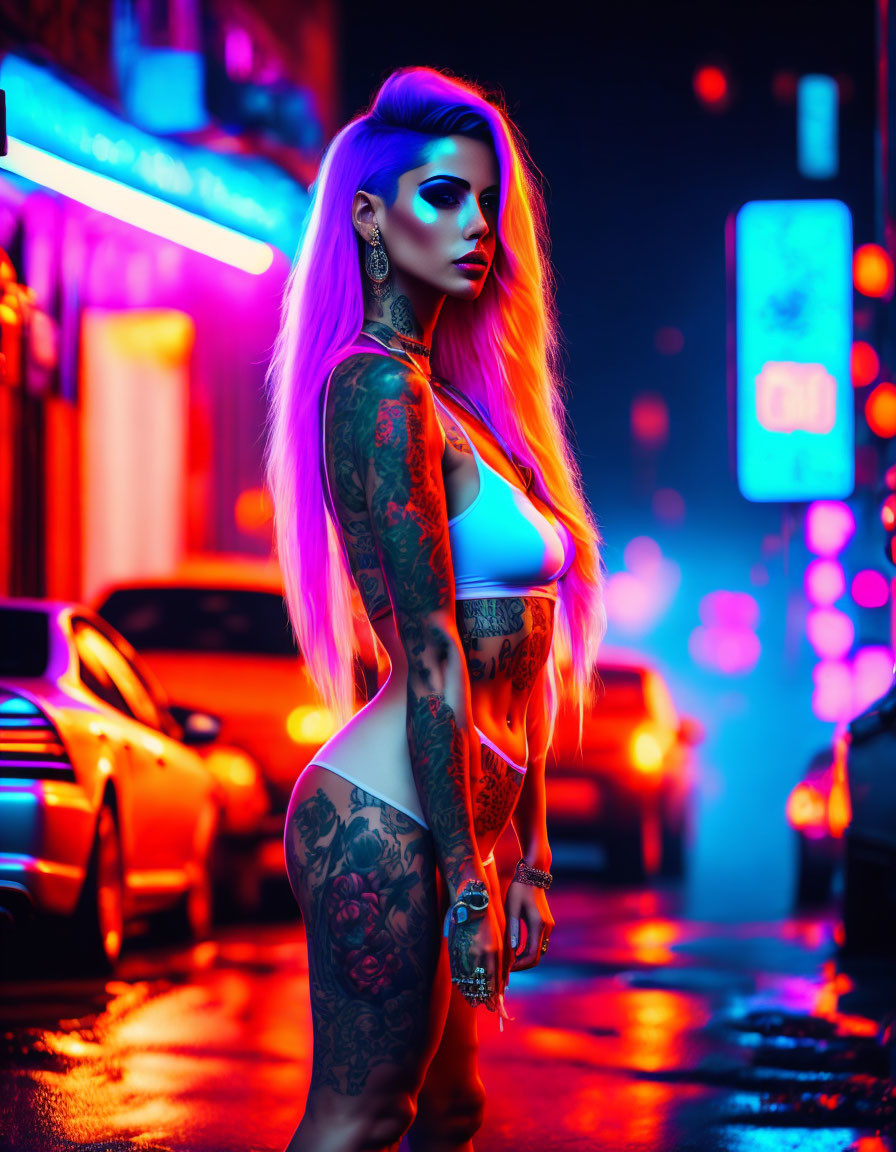 Woman working the streets in Neon City