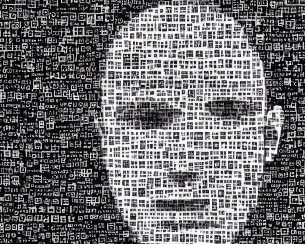 Monochrome digital portrait using alphanumeric characters