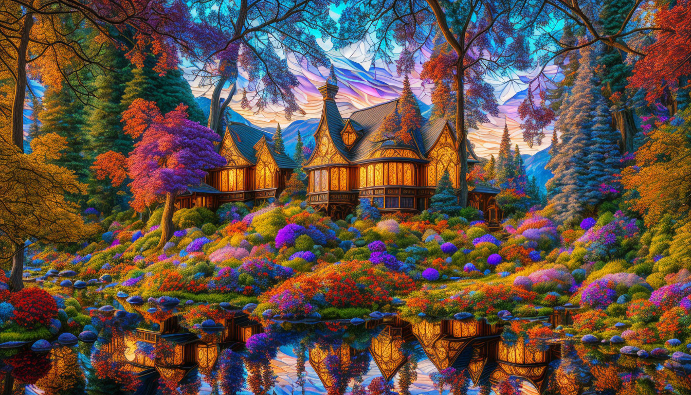 Colourful Stained Glass Scenery 