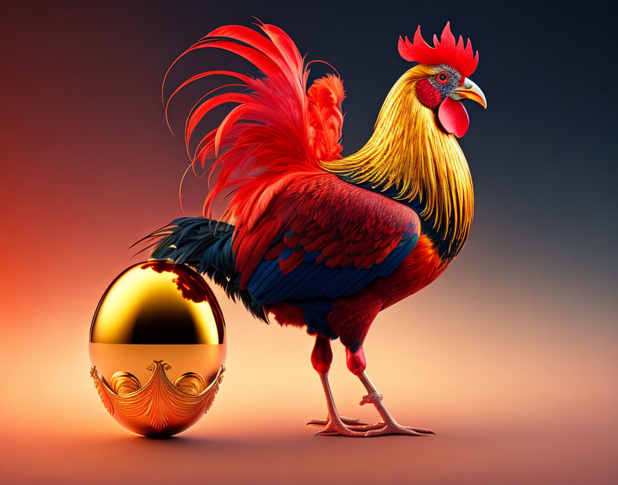 Rooster with the golden egg