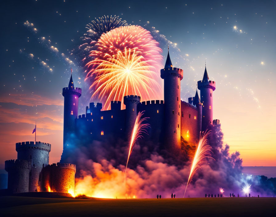 Fireworks above a castle