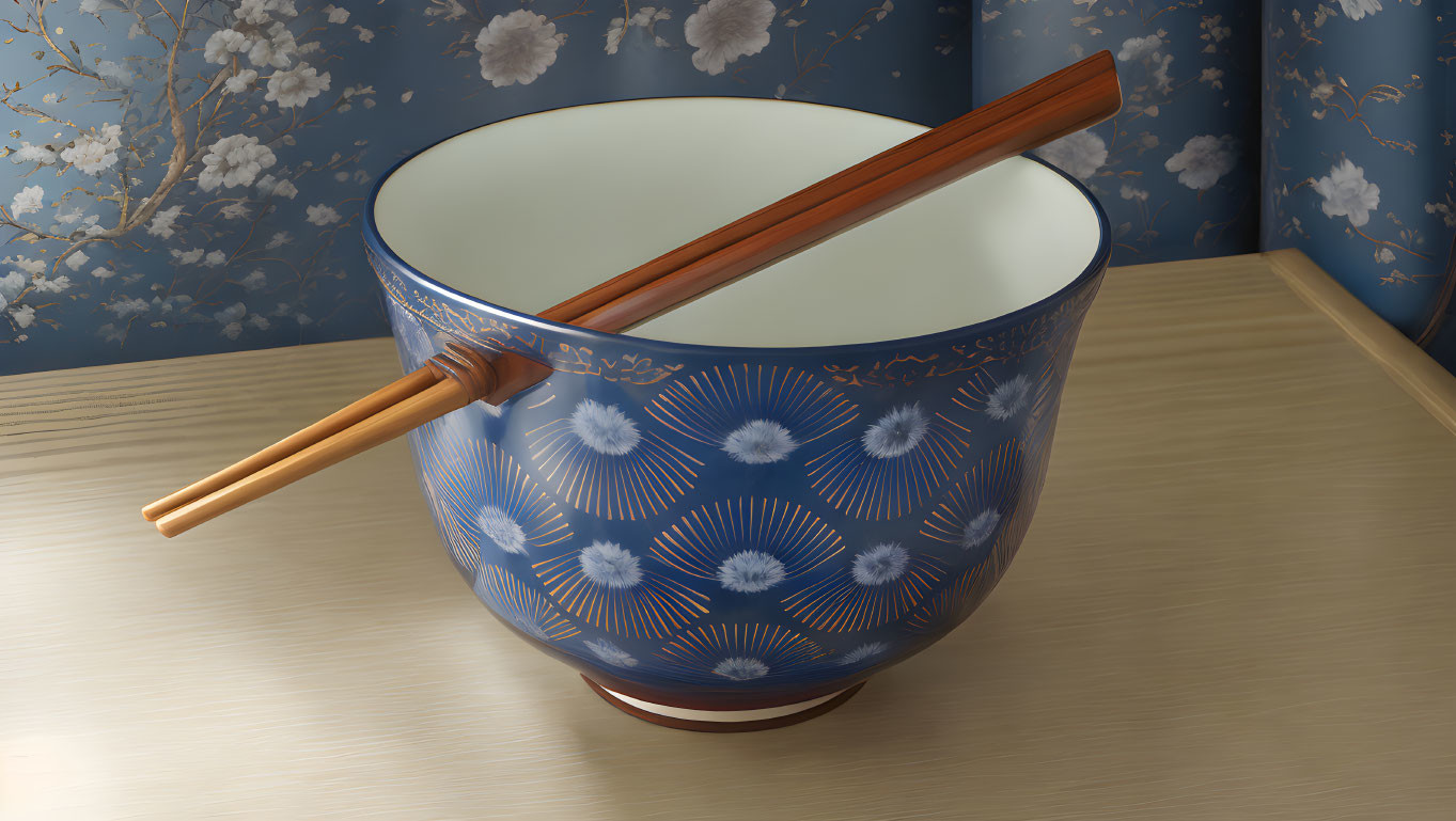 The bowl of rice in the blue room