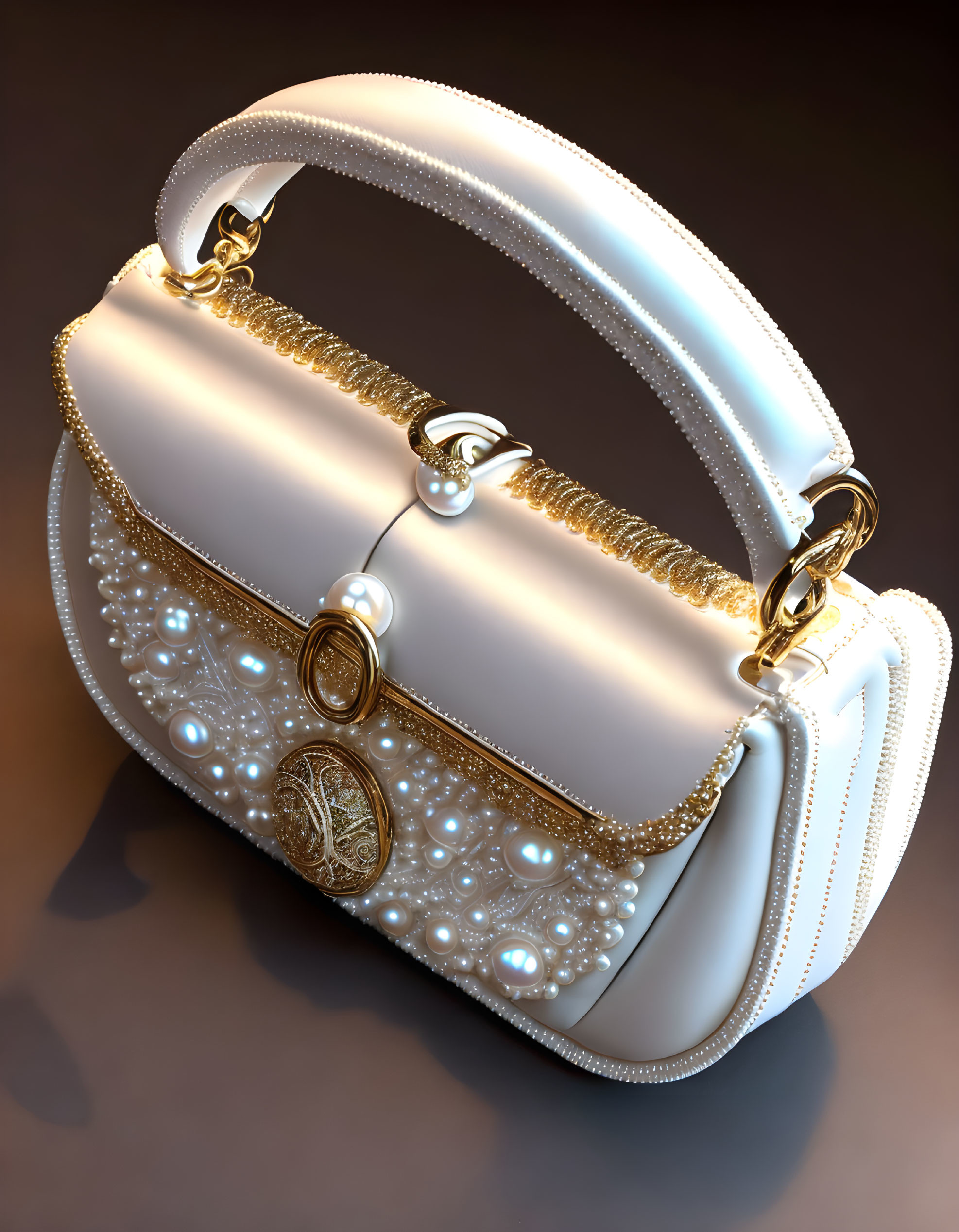 Luxury white pearl handbag