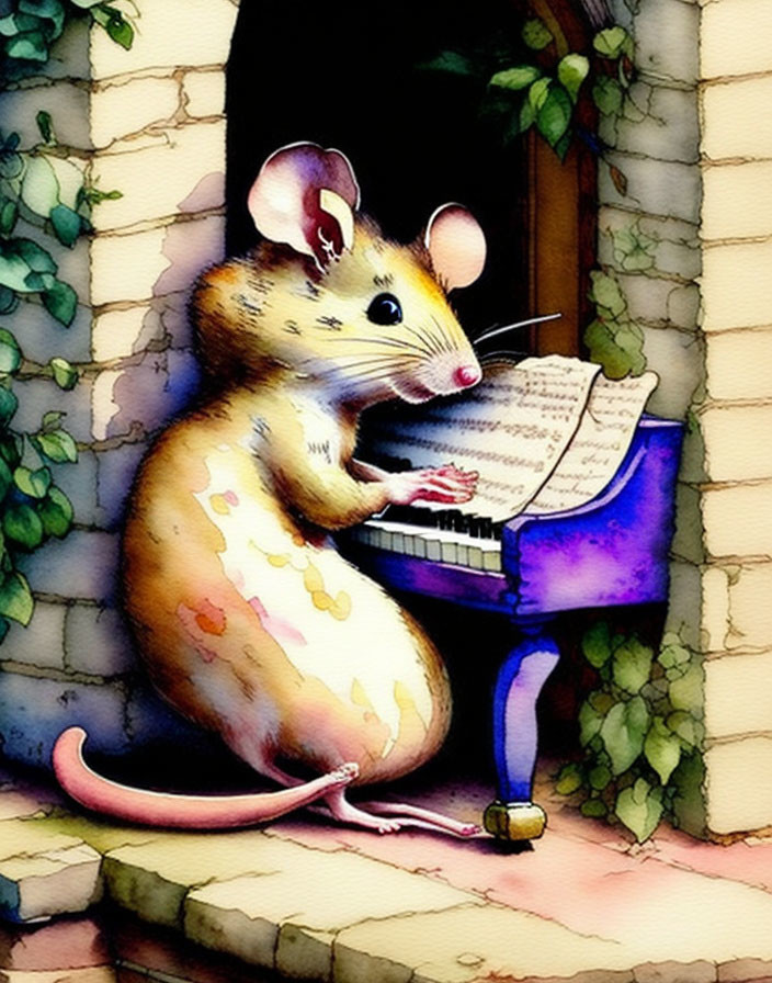 mouse playing the piano 