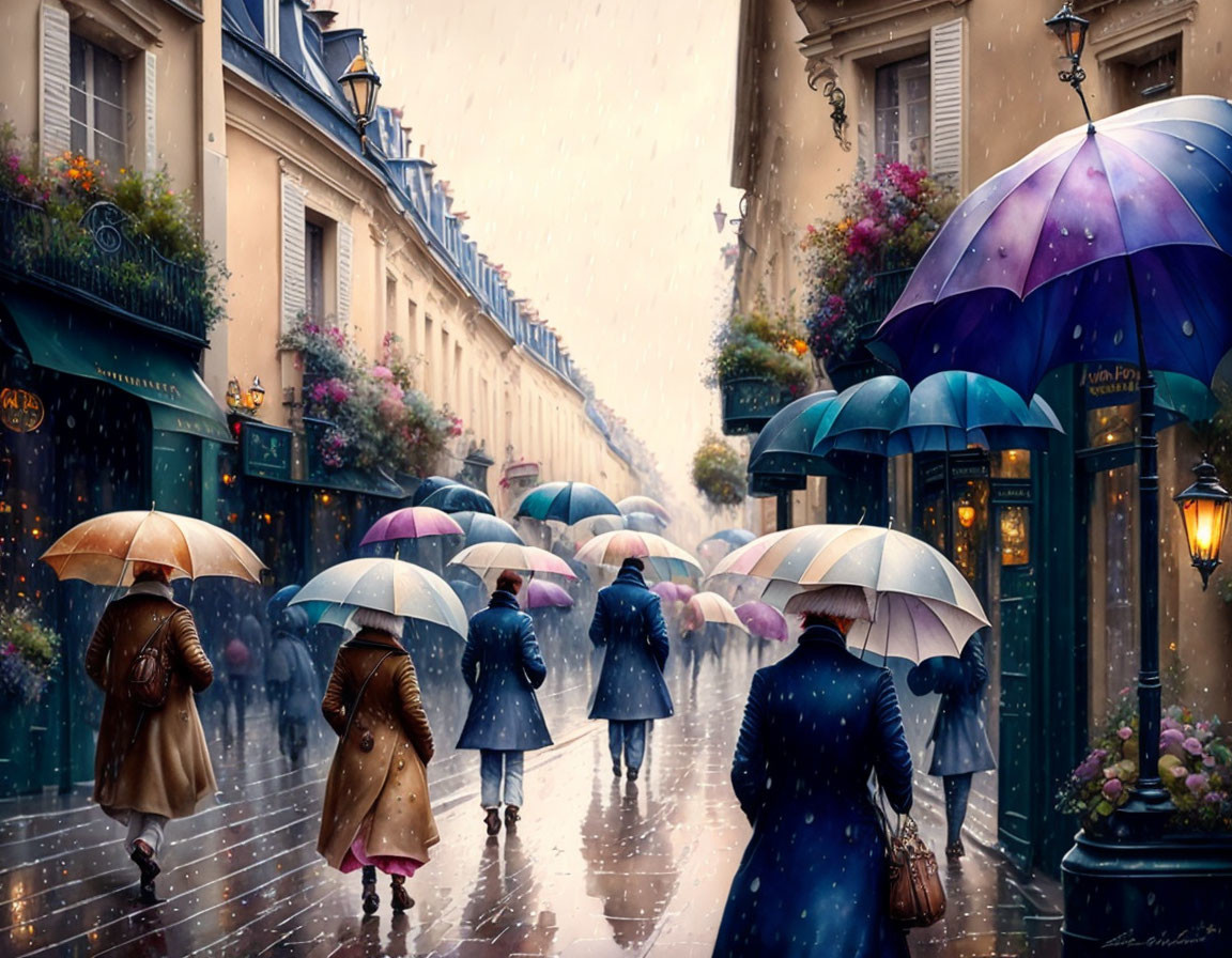 Paris rainy street