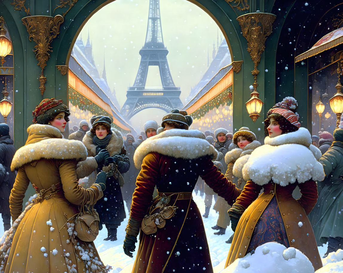 Snow fight in paris