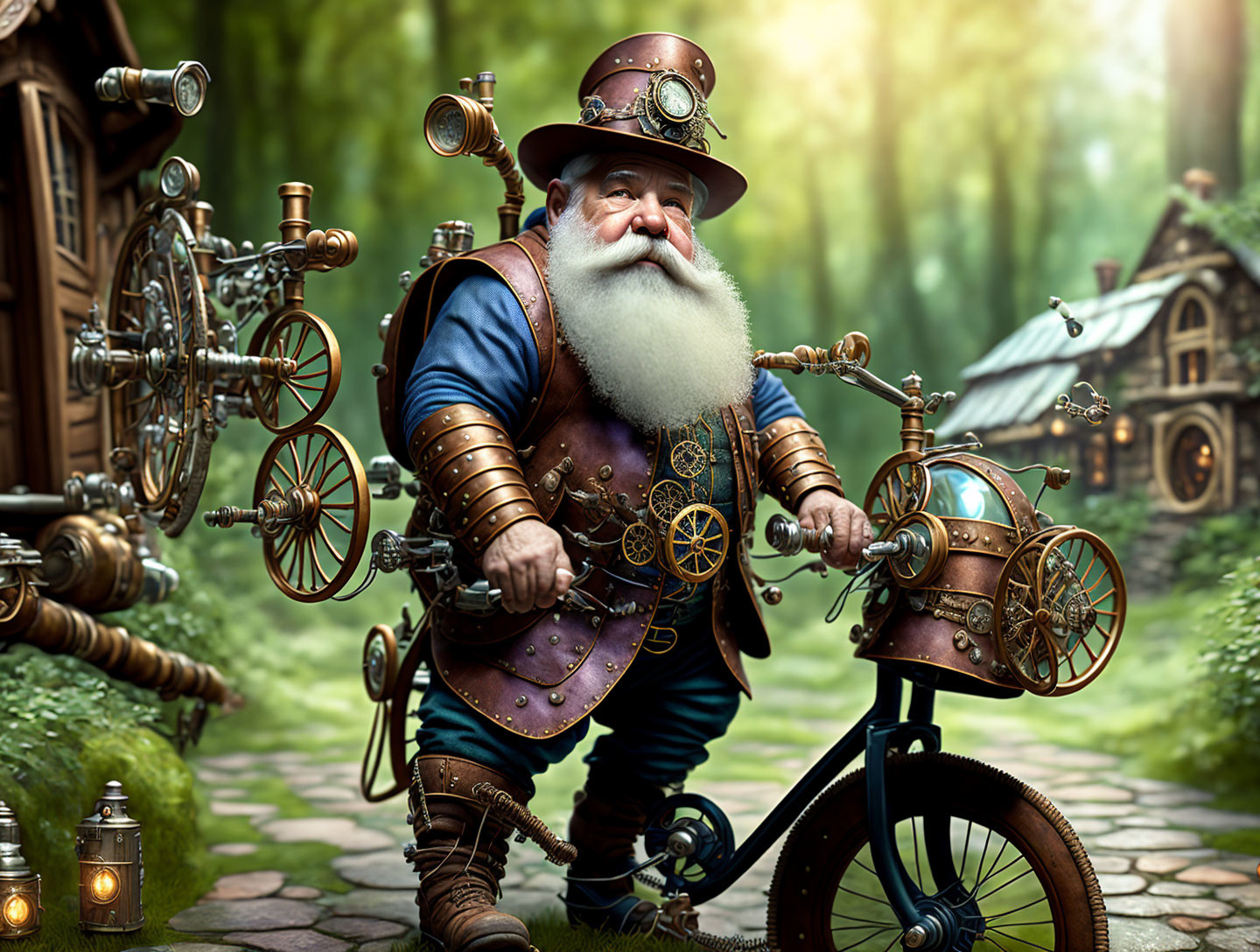 Dwarf Repairing His Bicycle