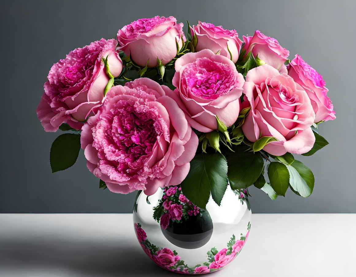 Pink and cerise roses