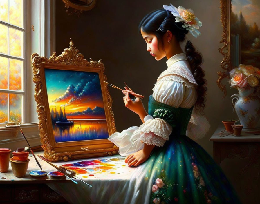 dívka maluje obraz