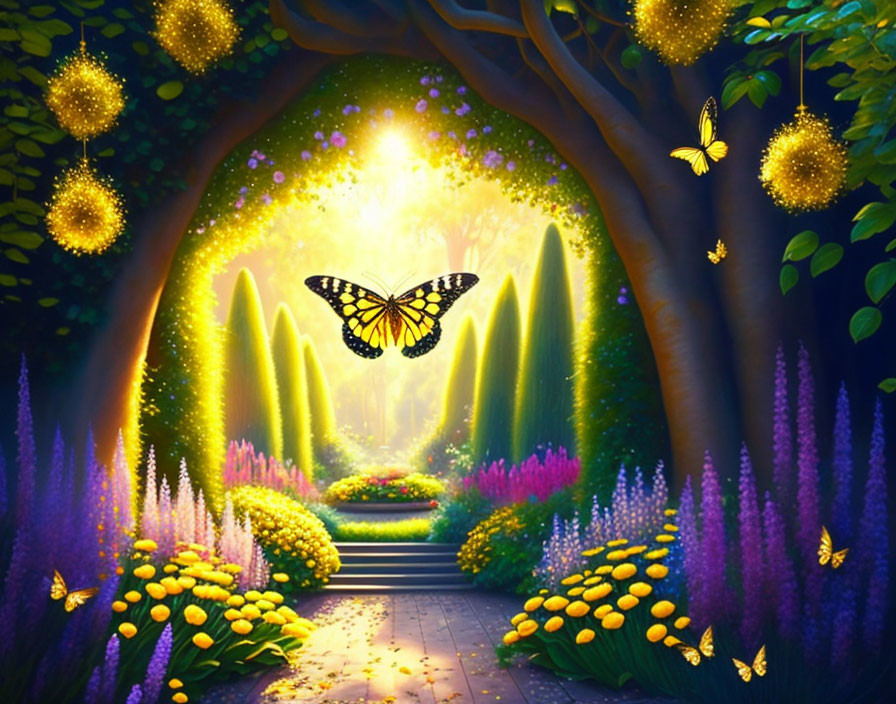 Tajemná zahrada s motýlky