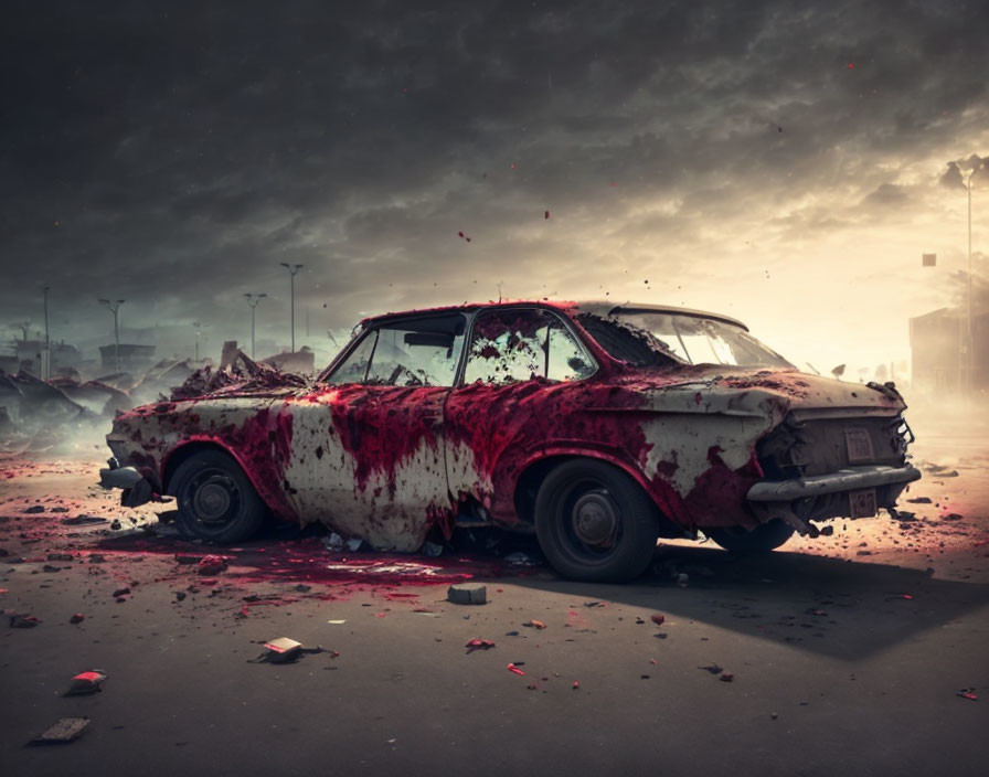 Bloody Crushed Car