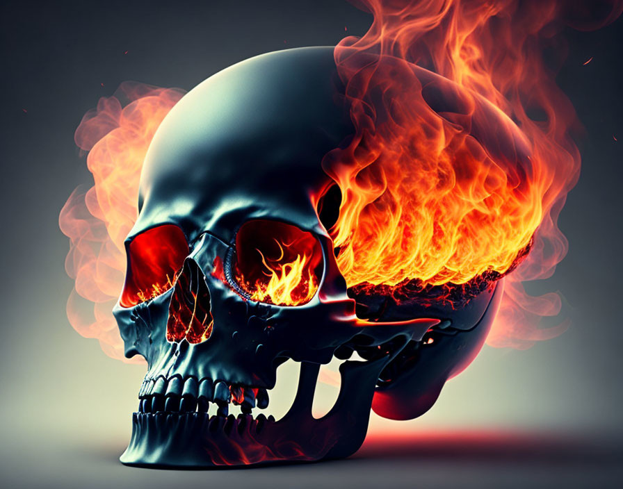 Scull on fire