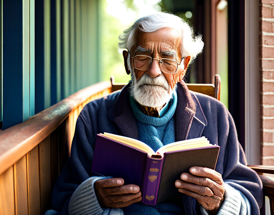 An old man reading