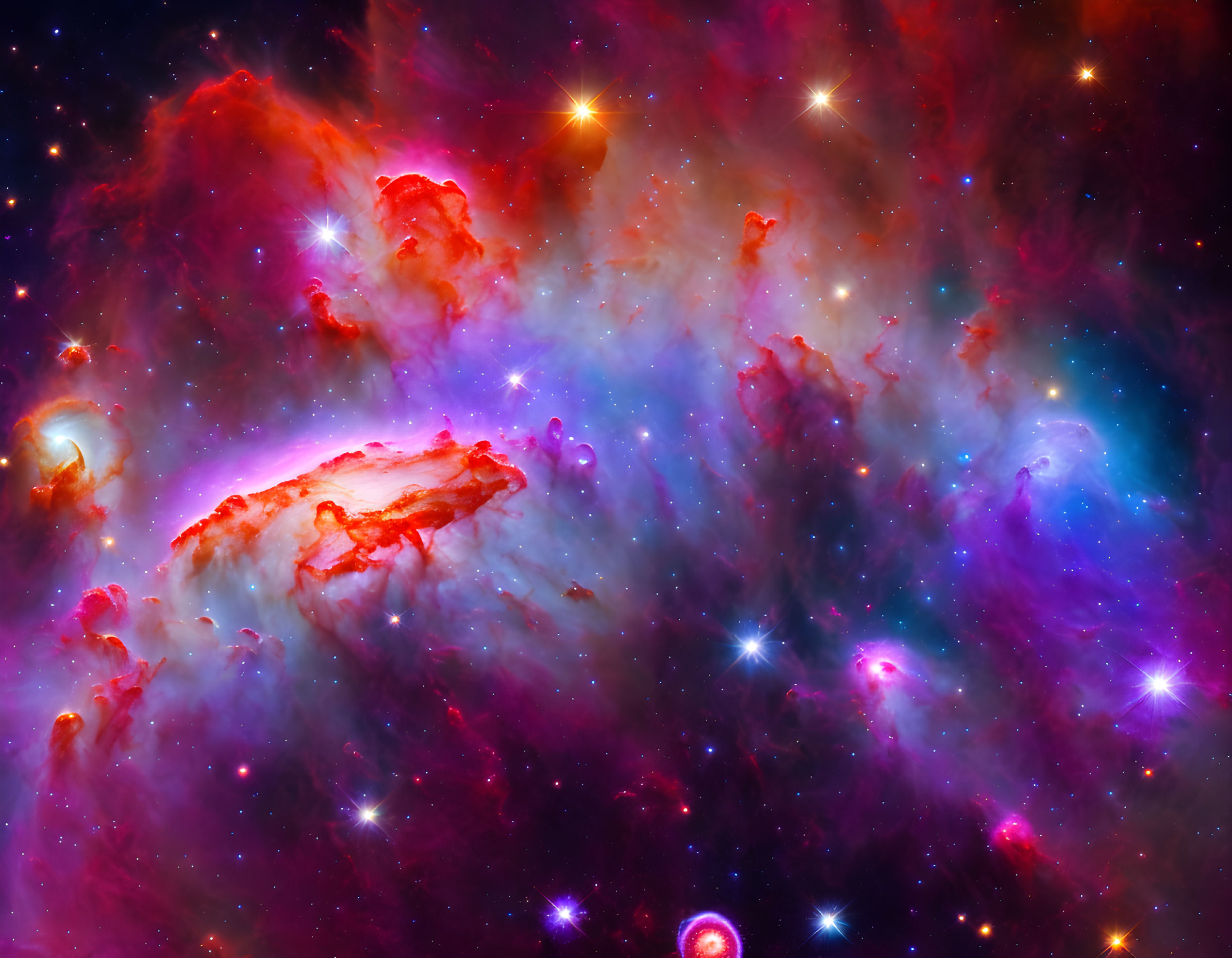 Colorful Space Nebula with Purple, Blue, and Red Hues
