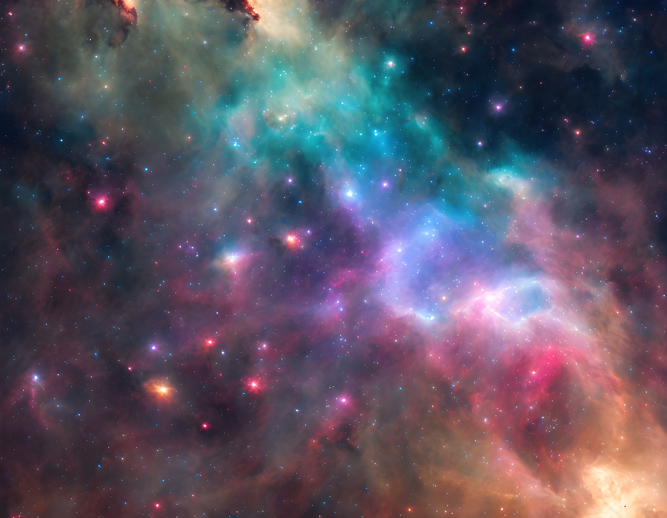 Colorful Cosmic Scene with Blues, Pinks, and Purples