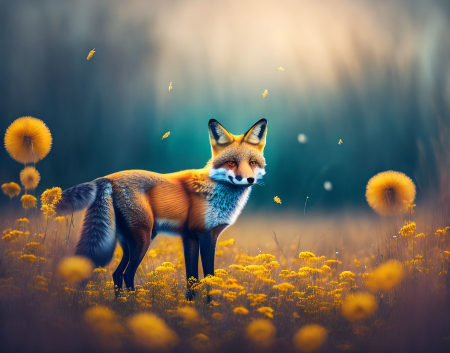 Fox on a Sea of Dandelions