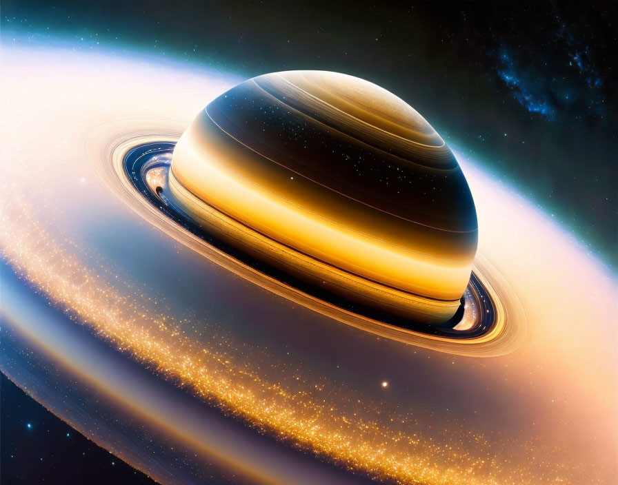 Saturn with moons