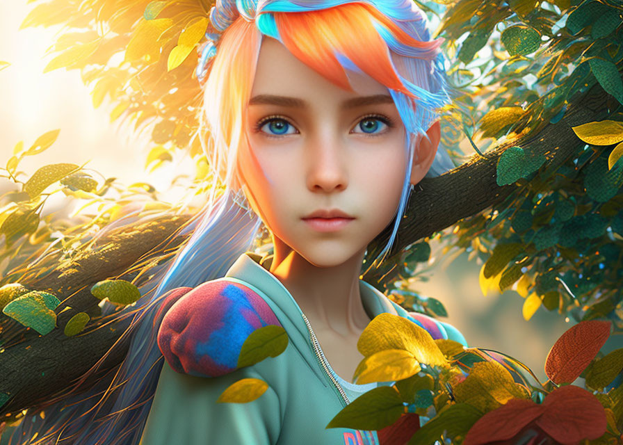 Colorful portrait of beautiful teen girl