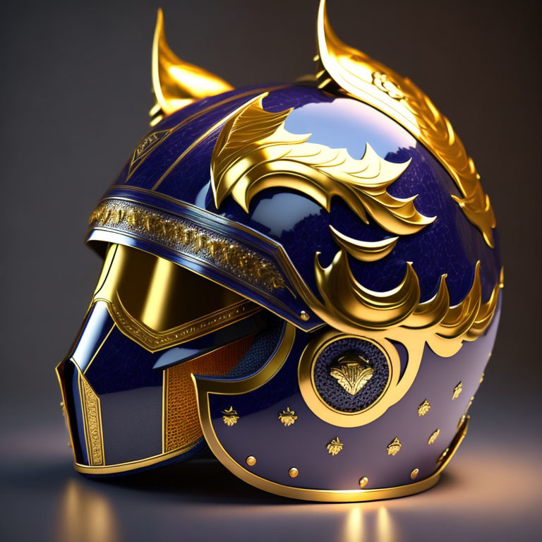 Blue and Gold Futuristic Helmet