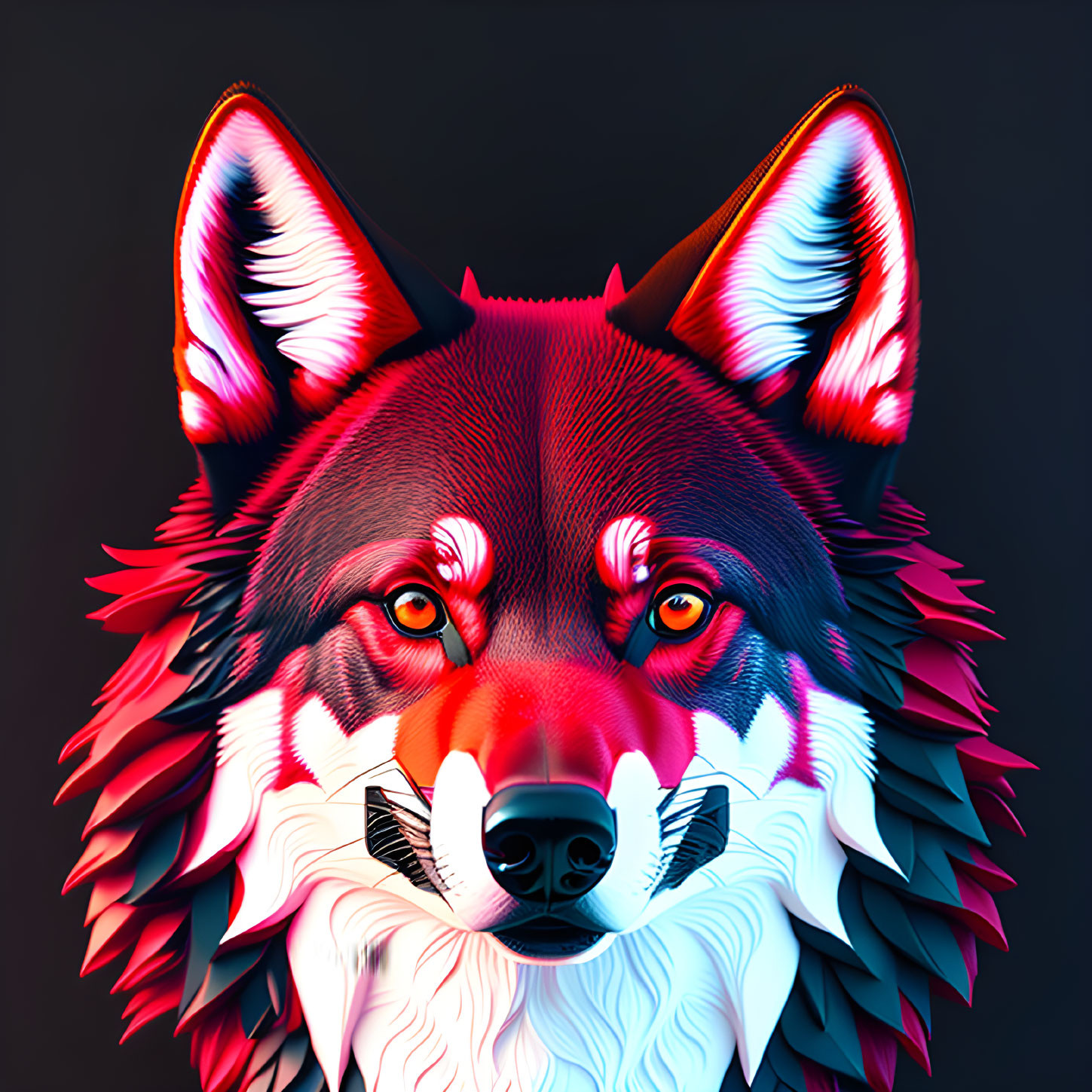 Hyperrealistic Red Wolf