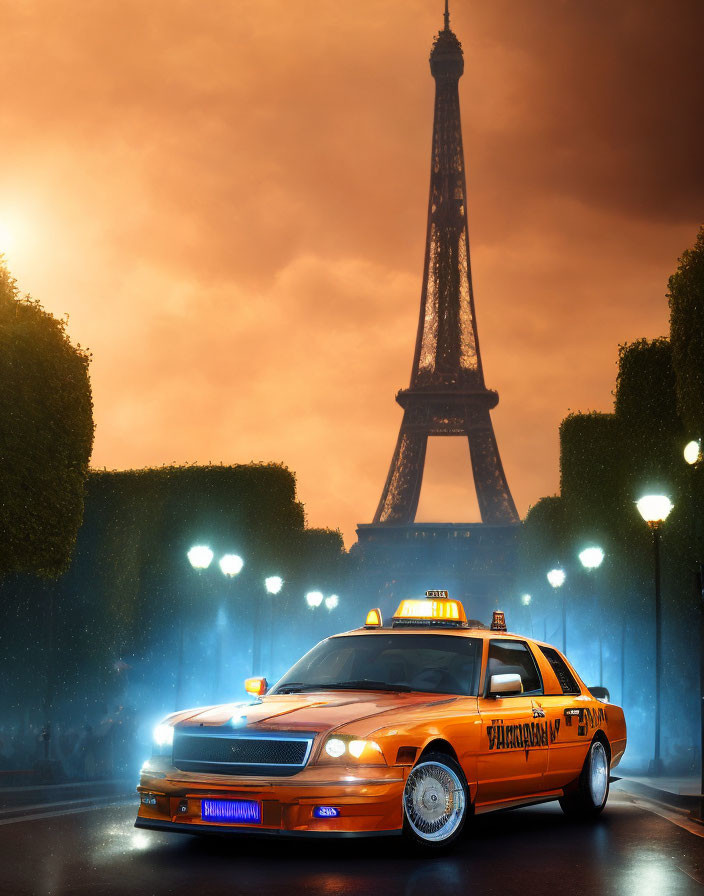 Taxi an Eiffel tower 