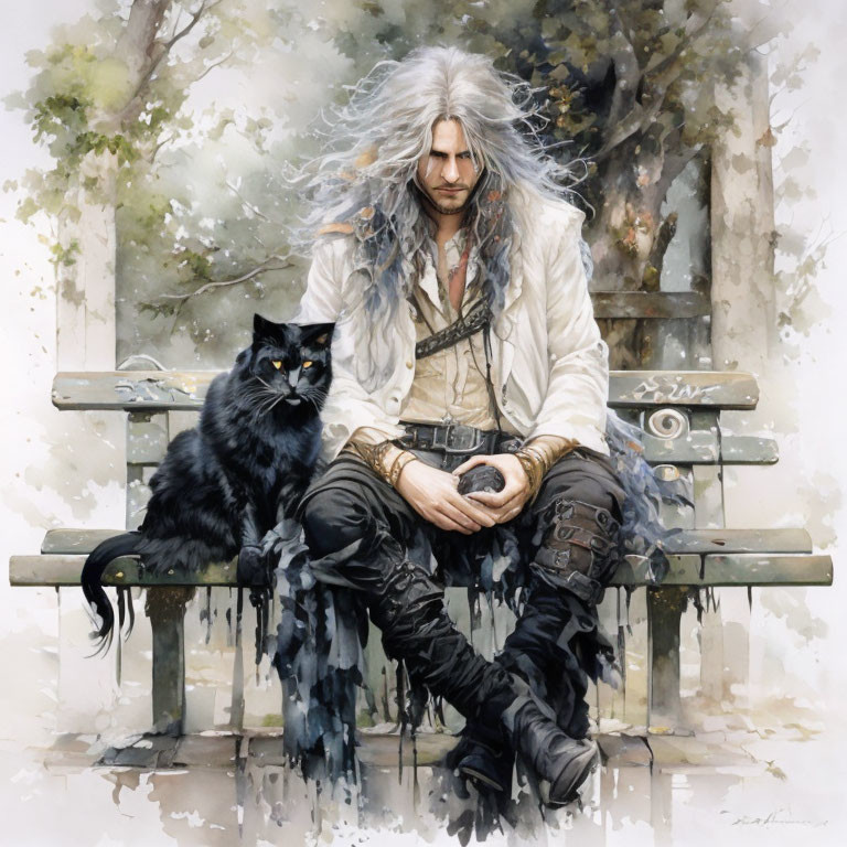 Alone (with his Black Cat)