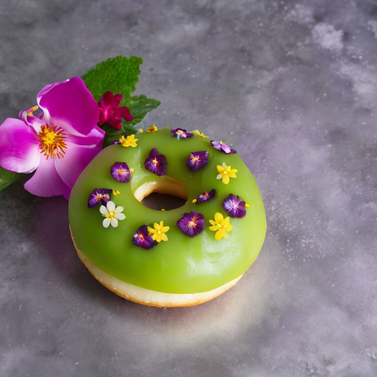 Edible flower mochi donut 