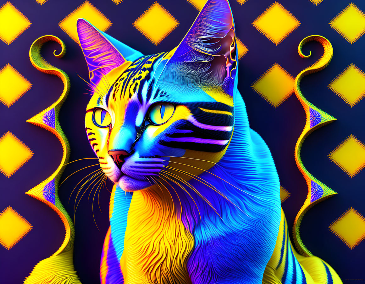 Psychedelic style art wonder CAT