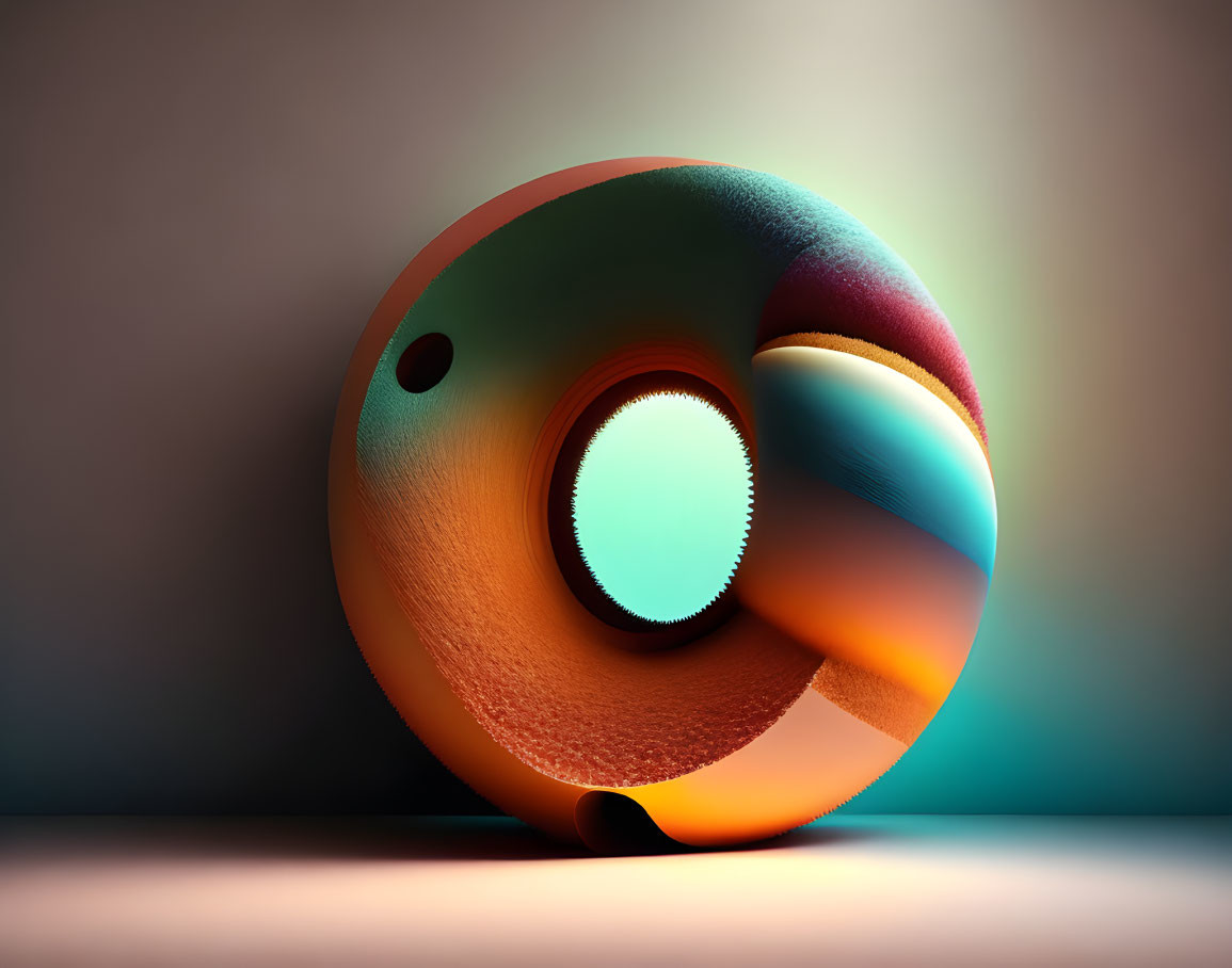 Colorful Textured Hollow Sphere on Gradient Background