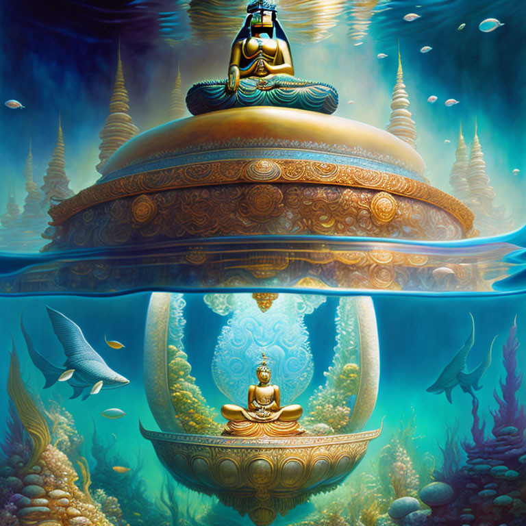 Buddha under water