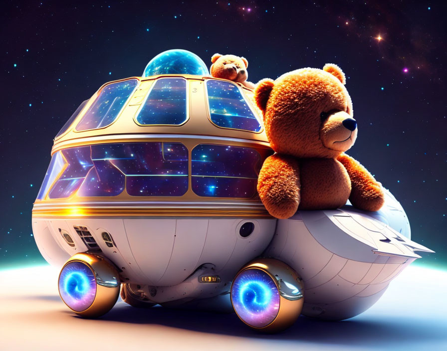 An FTL starship driven by a teddy bear