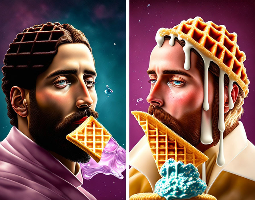 Jesus with an ice cream waffle cone