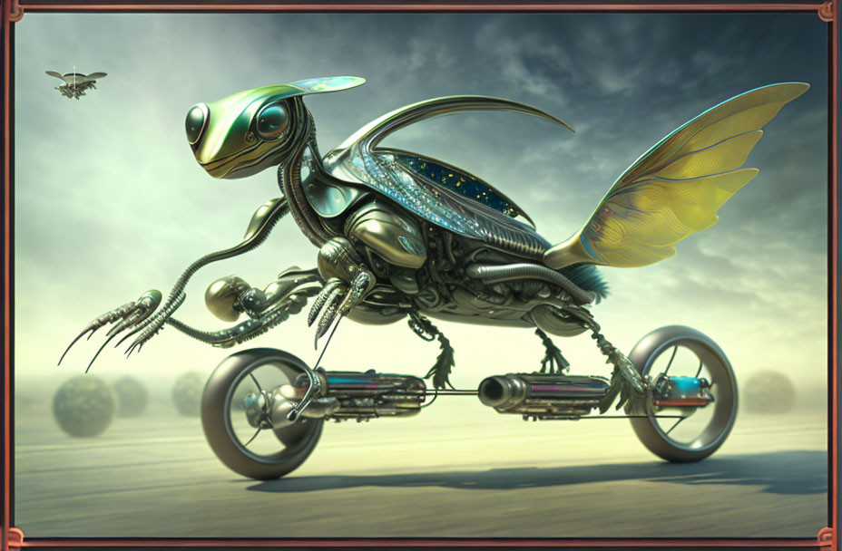 Alien on a pedal vehicle