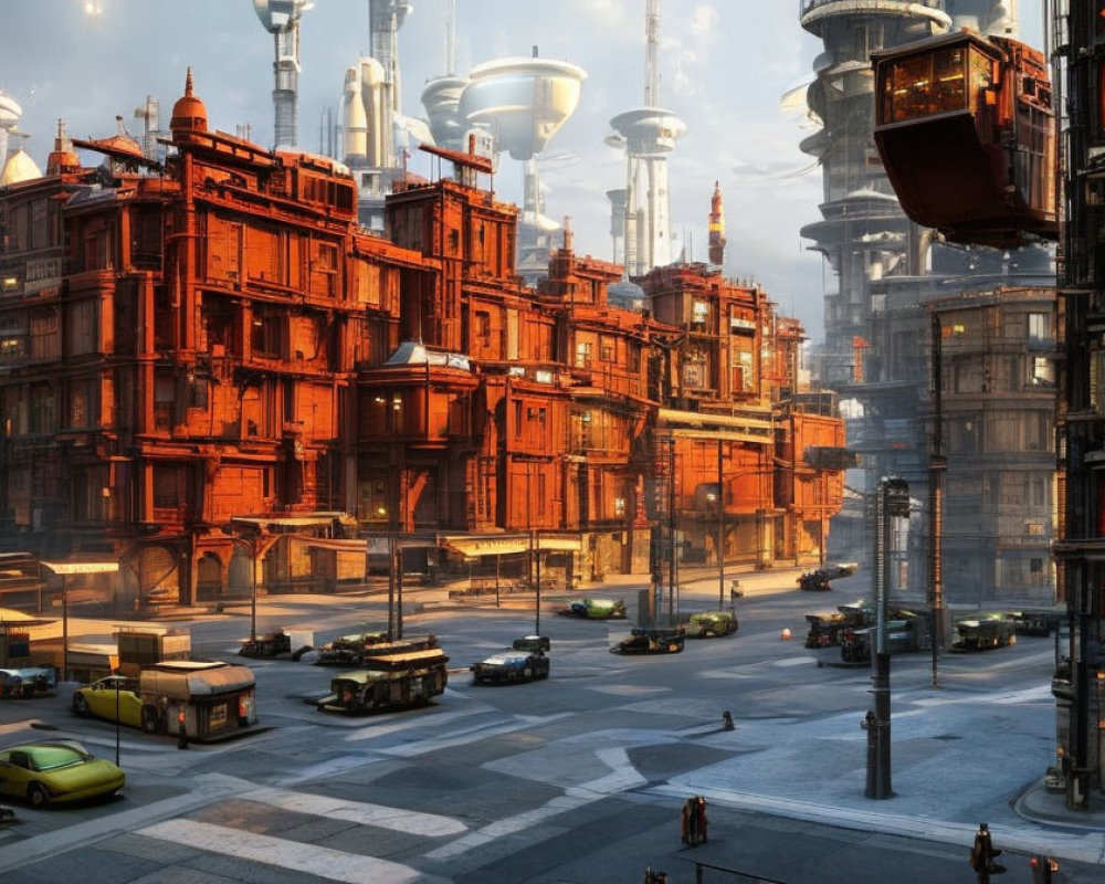 Rust-Colored High-Rise Buildings in Futuristic Cityscape