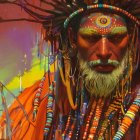 Colorful Indigenous Attire in Vibrant Digital Painting