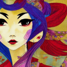 Fantasy artwork of stylized female character with floral headdress