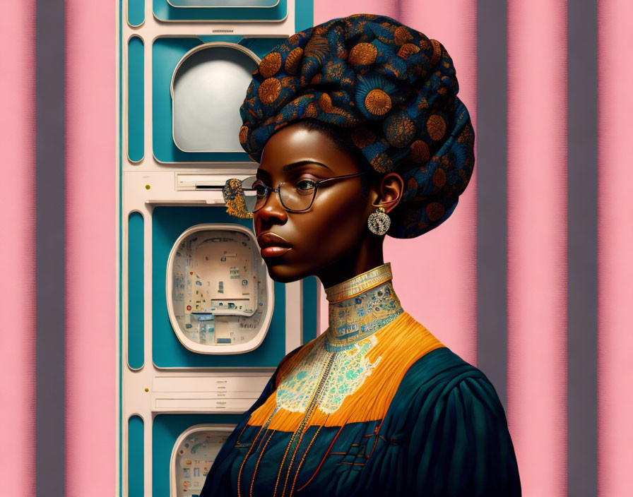 a mixed media portrait of a female african america