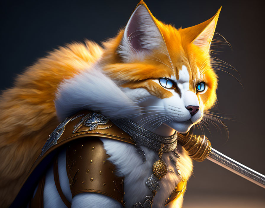 Concept art of a catfolk swashbuckler with blond a