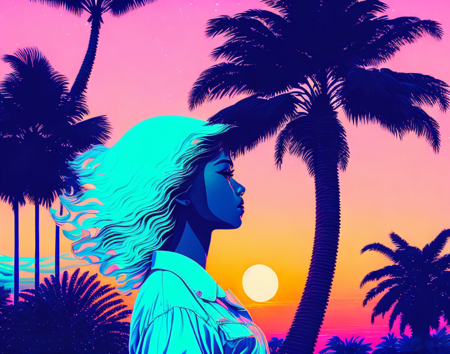 palm tree silhouette retrowave vaporwave aesthetic
