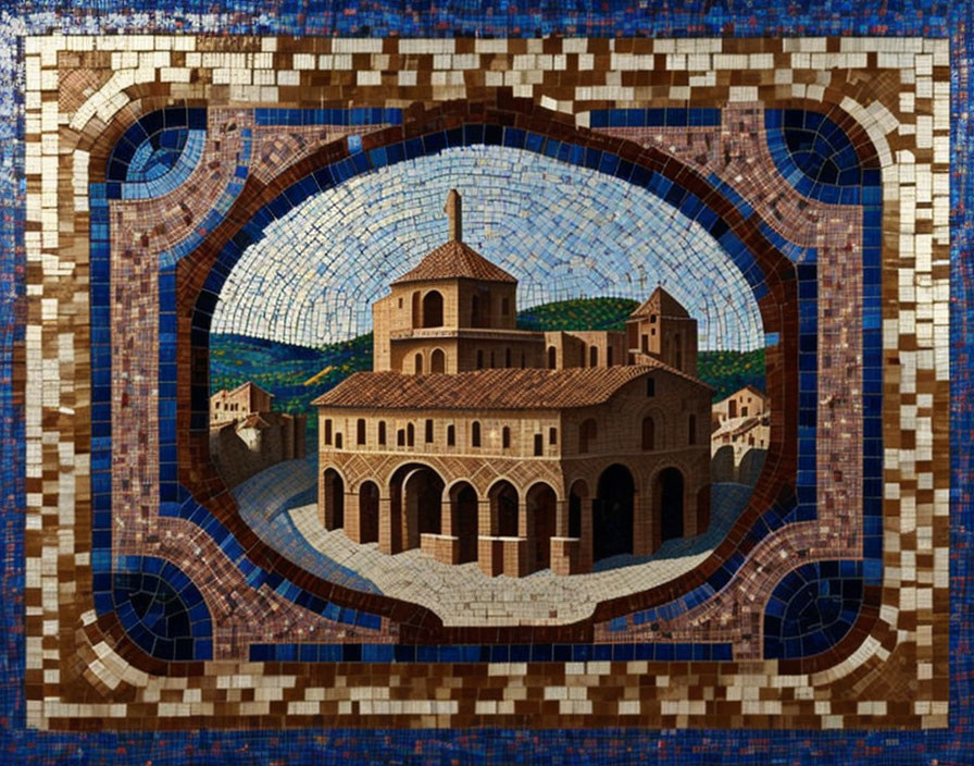 Byzantine mosaic representing a town