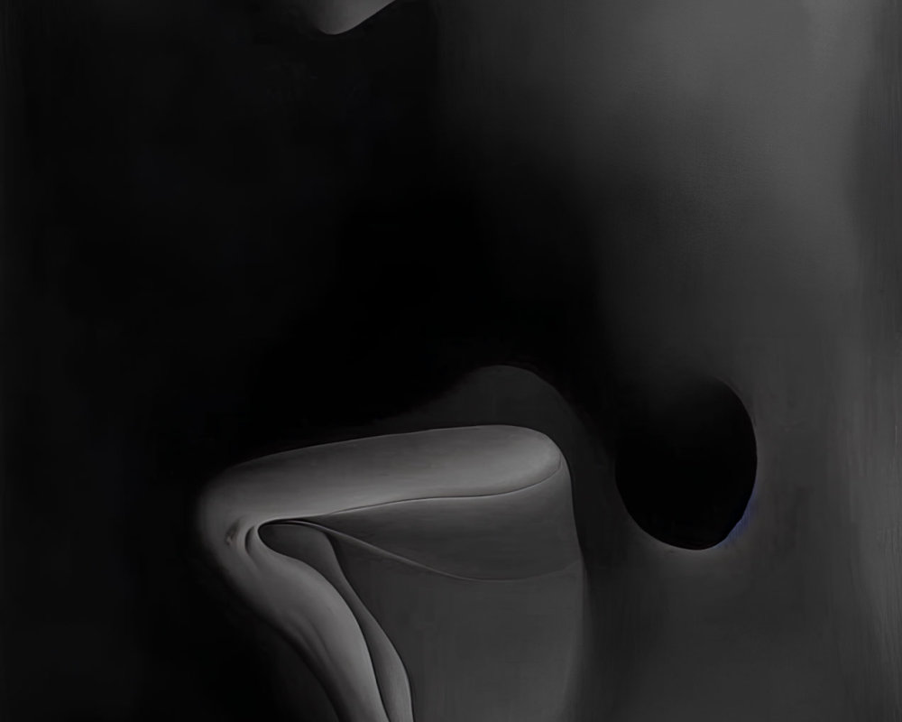 Monochromatic abstract human form with emphasized limbs on dark background