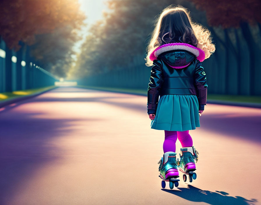 Little Girl In Rollerskates