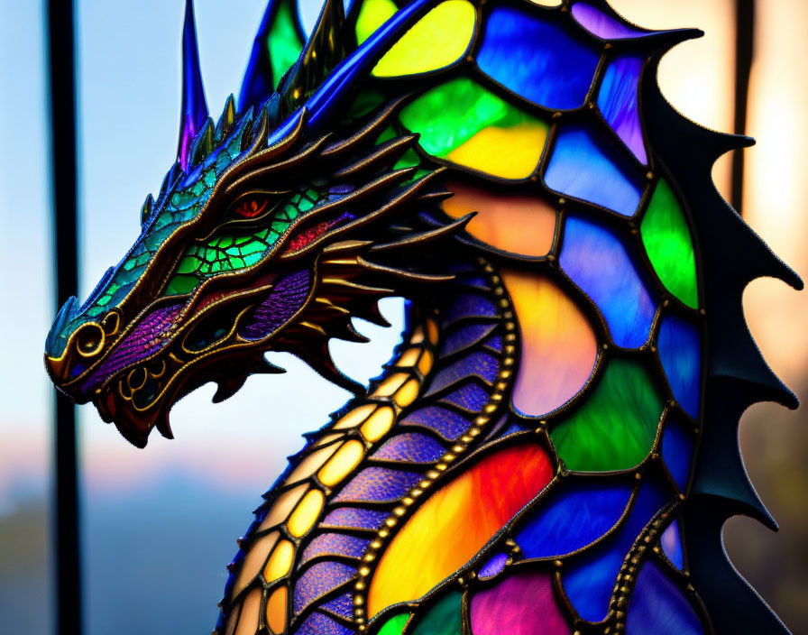 Stained glass jeweled dragon