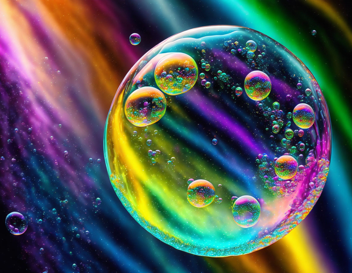 Soap bubbles within a soap bibble
