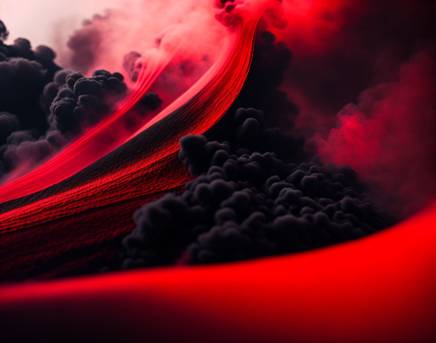 Black clouds on red background