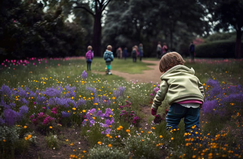 A child in flowers.