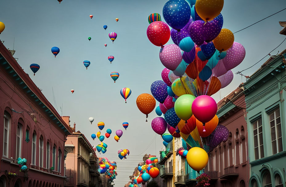 Colorful balloons on the street