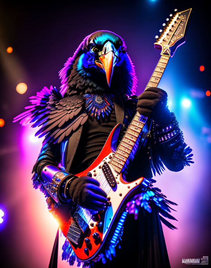 Raven playing guitar on stage