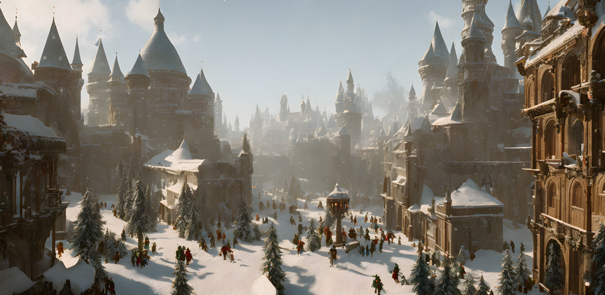Medieval snowy city based on Whiterun