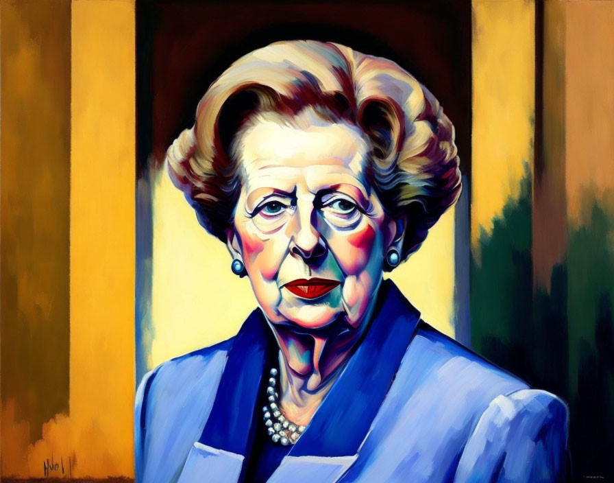 Cezanne style Margareth Thatcher portrait